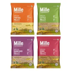 Mille Grains: Millet 4pack (7x4x500g) Foxtail Millet, Little Millet, Kodo Millet and Banyard Millet — buy Mille in UAE wholesale and retail