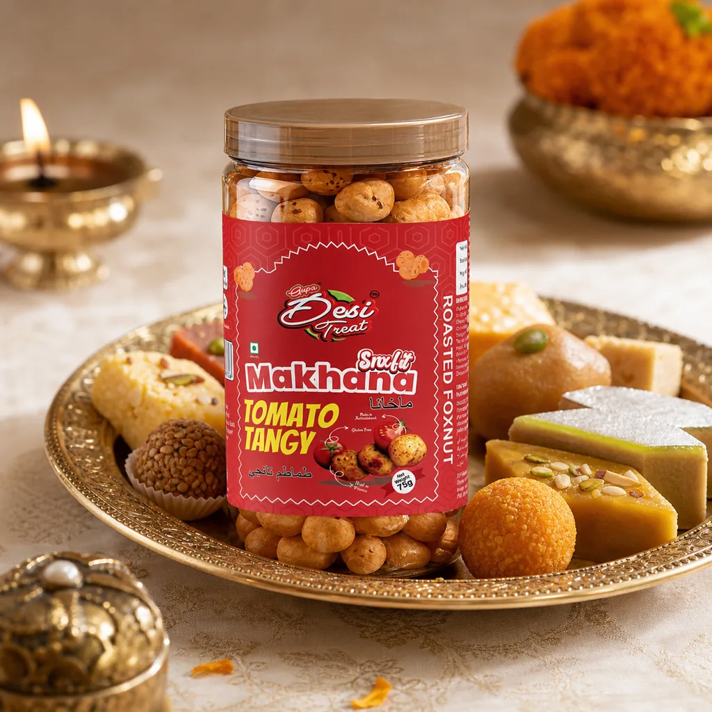 Desi Treat Tangy Tomato Makhana — Desi Treat stocked by Bagason Group in the UAE