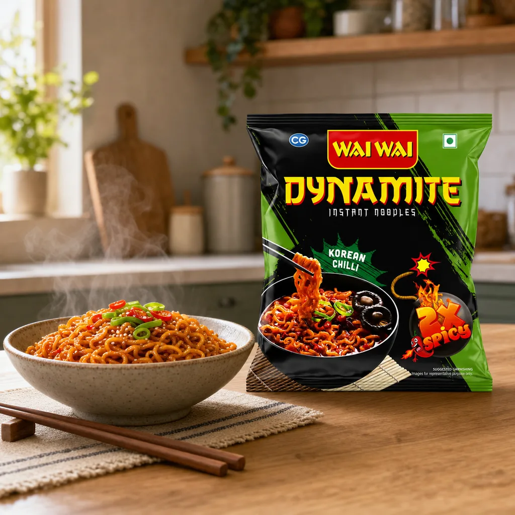 Wai Wai Dynamite Veg Noodles - Korean Chilli — Wai Wai stocked by Bagason Group in the UAE