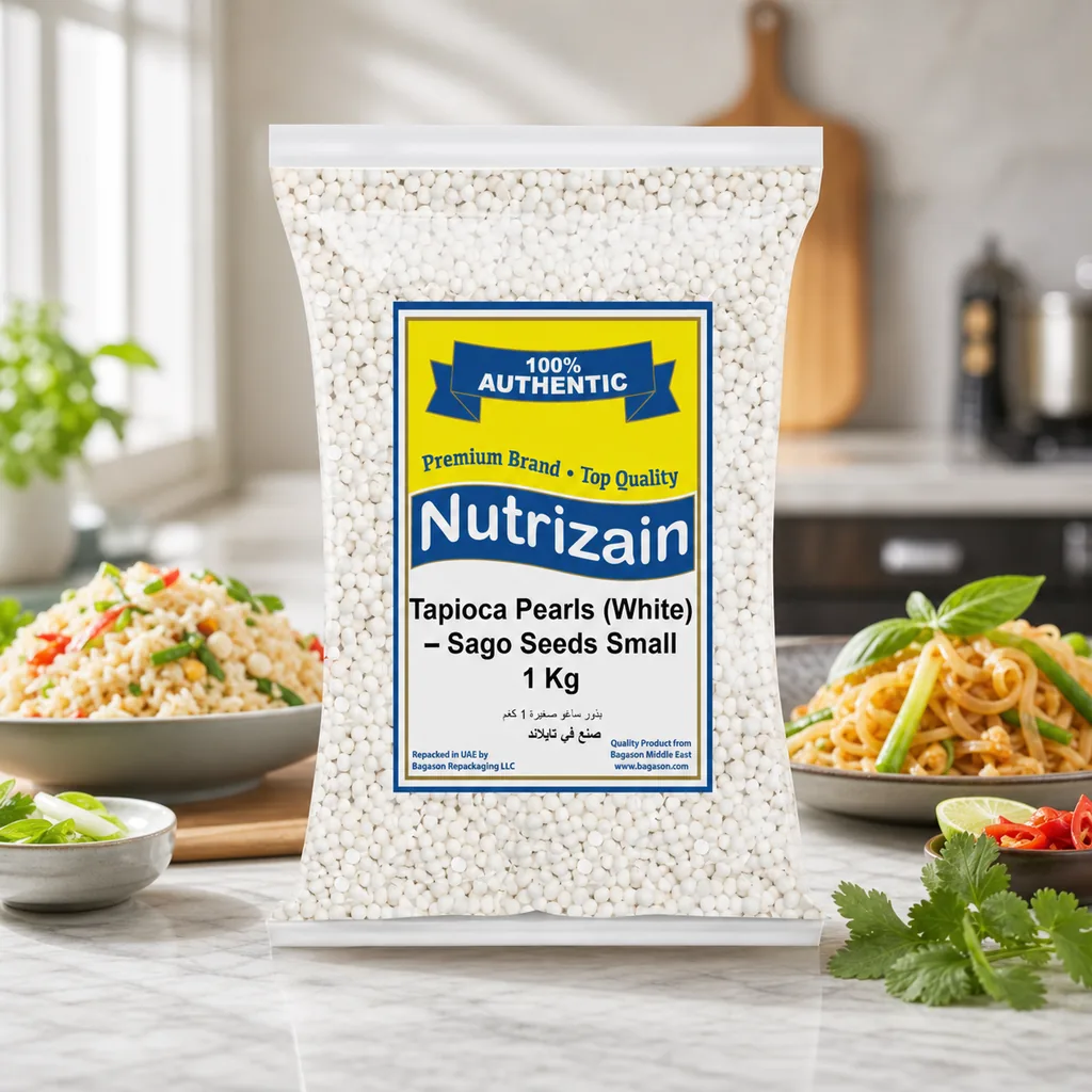Tapioca Pearls White Sago — Nutrizain stocked by Bagason Group in the UAE