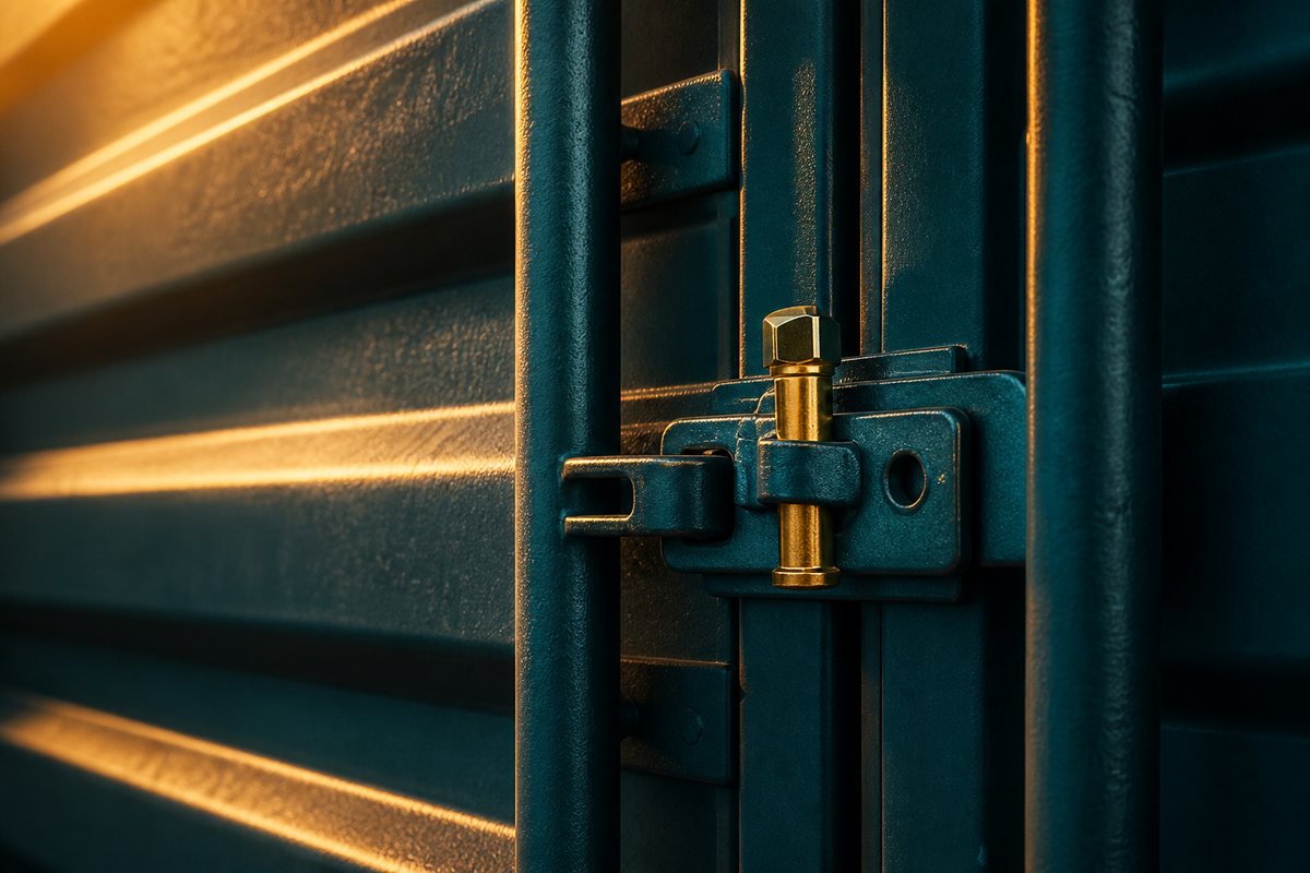 Shipping container seal inspected during UAE food import clearance