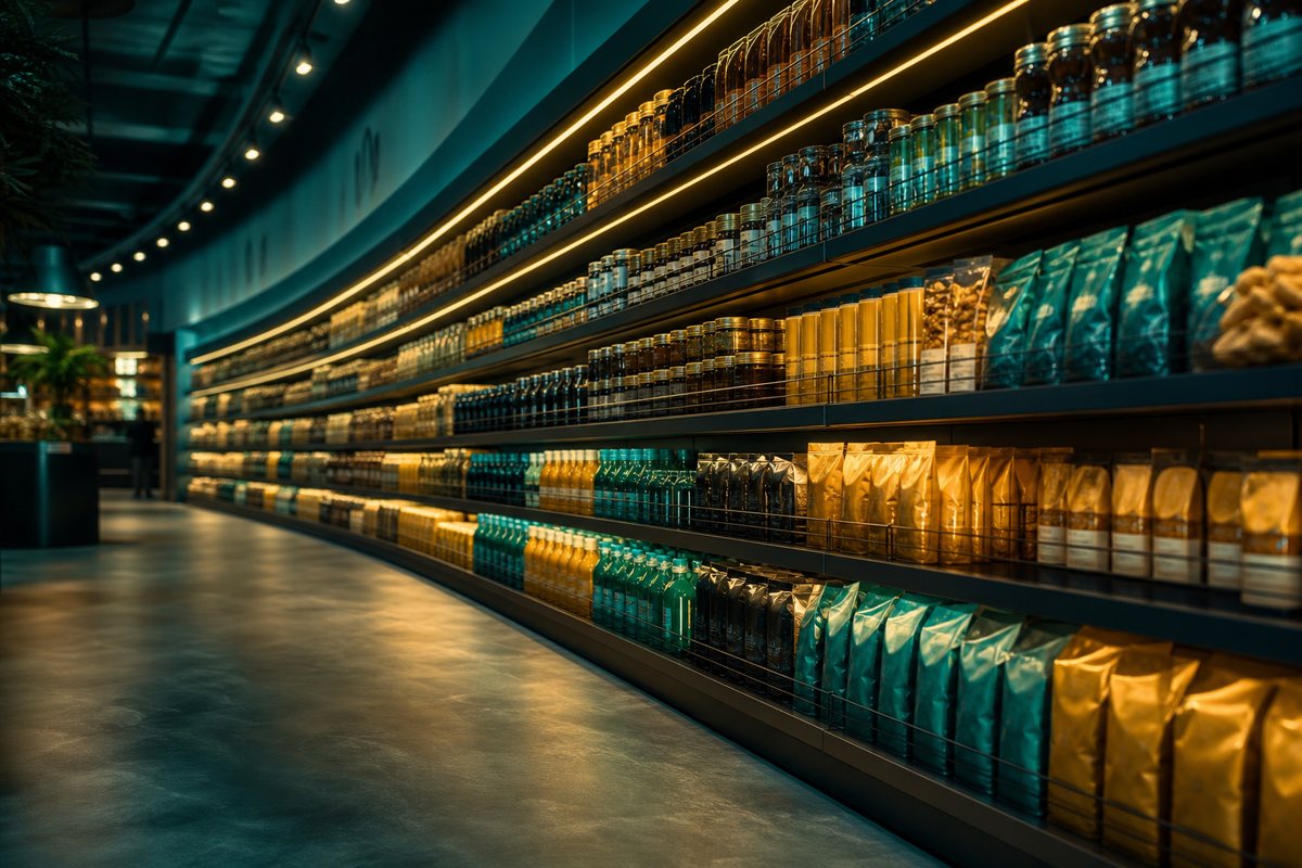Perfectly faced supermarket shelf run after merchandising visit