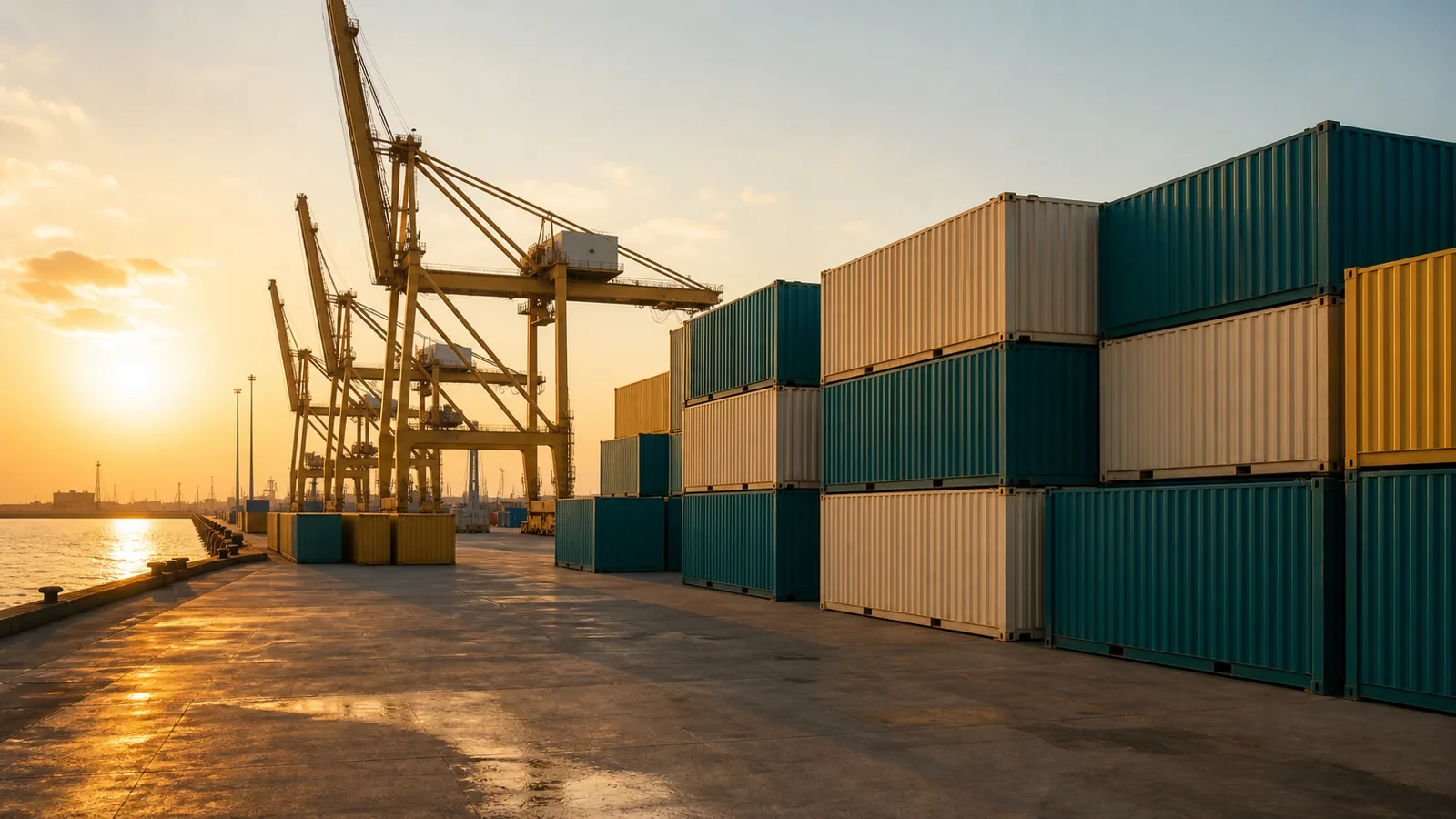 Export cartons and pallets staged for cross-border GCC distribution at a UAE port