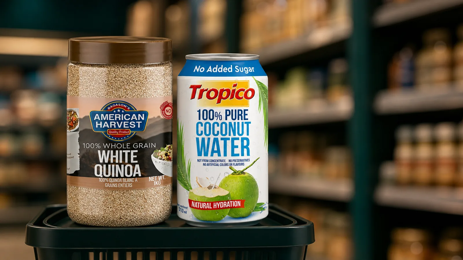 Two packaged food products laid flat showing their ingredients list panels for comparison