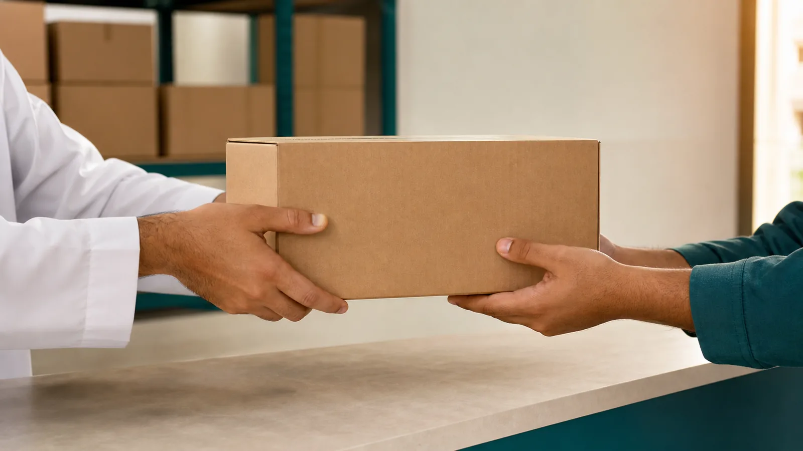Delivery van being loaded with sealed cartons at a UAE distribution warehouse for online grocery channels