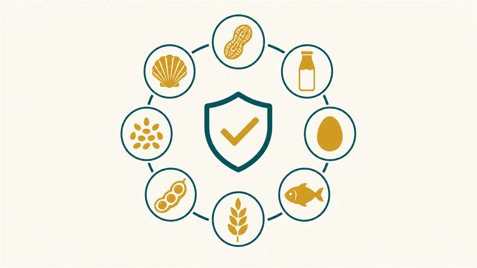 Shopper selecting a packaged food product from a supermarket shelf while shopping with food allergies in mind