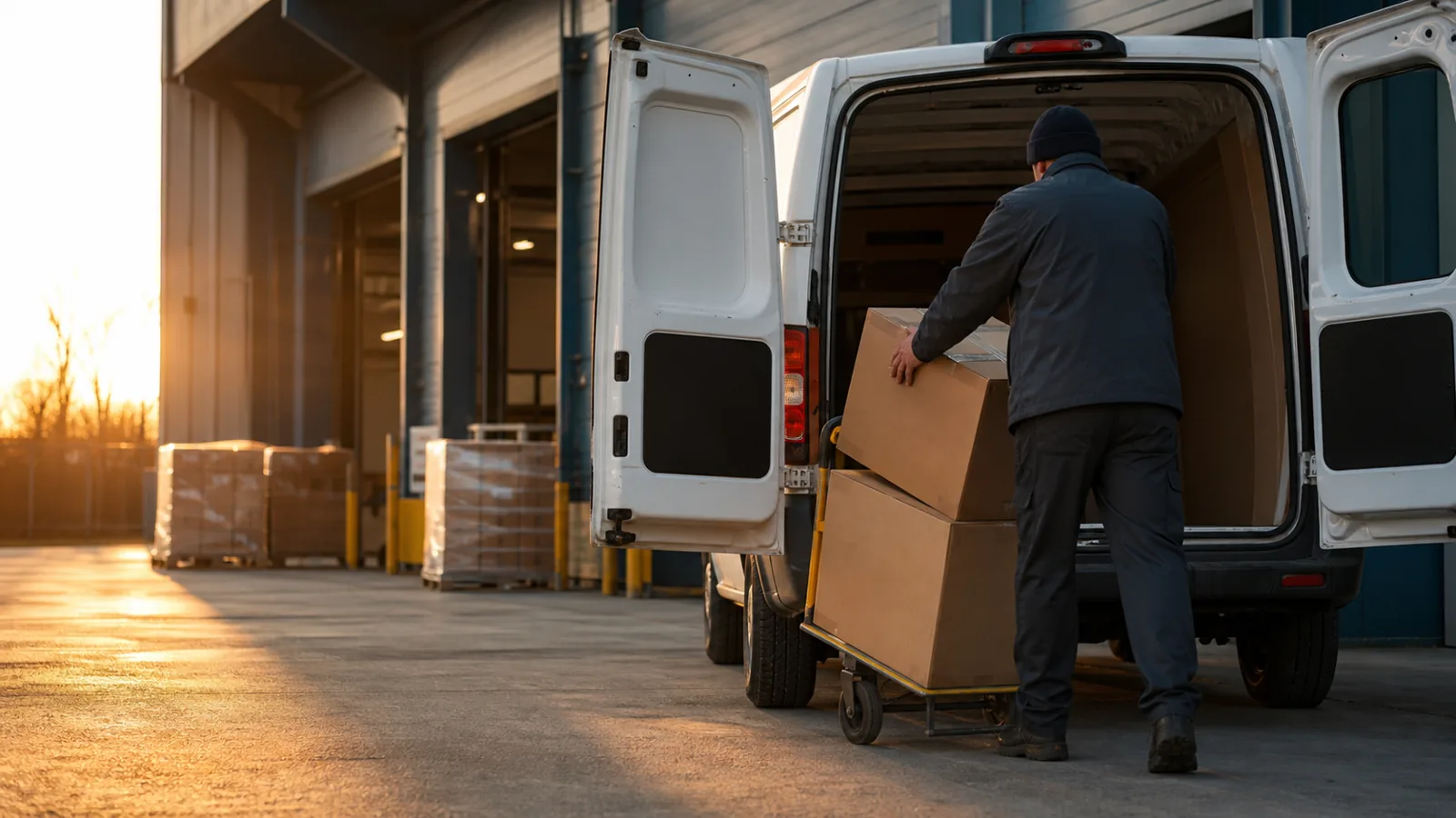 Delivery van loaded with a returned case during a traditional trade route