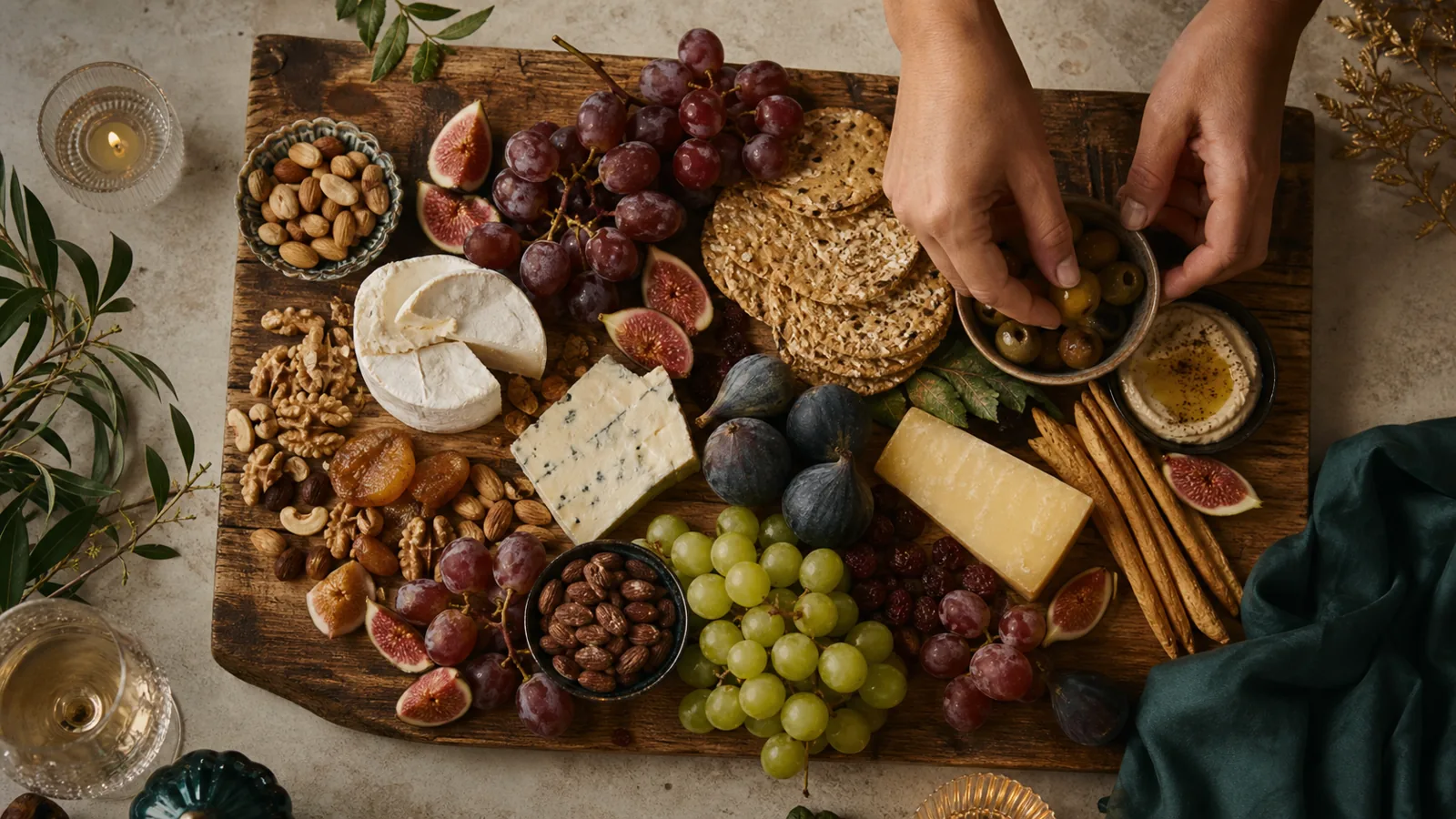 Easy entertaining UAE table set up with a grazing board and drinks for guests