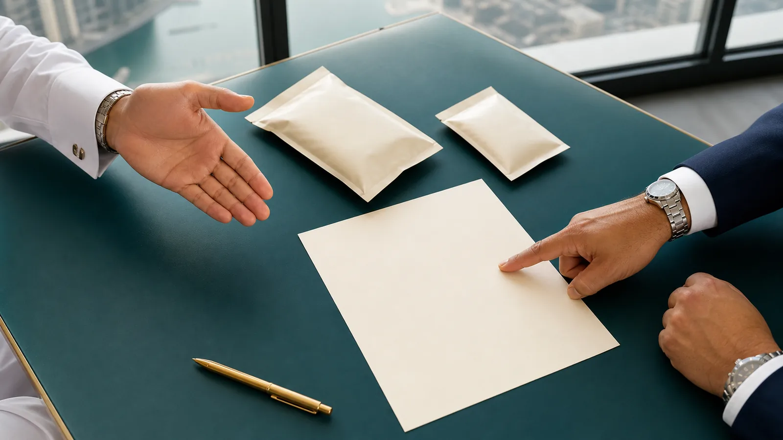 Icon set representing distributor vetting themes: registration, labelling, cold chain, agreements and onboarding