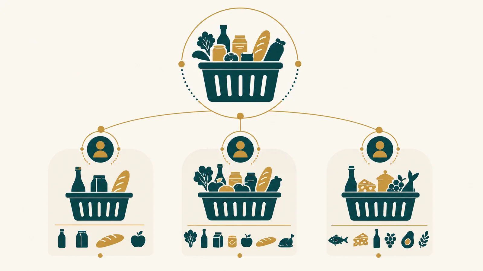 A hand selecting a packaged item from a neighbourhood baqala shelf, showing the everyday top-up shop within the online vs in-store grocery UAE channel mix