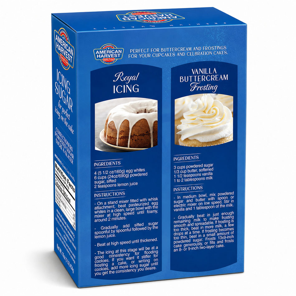 AH Icing Sugar 500g - Packshot Back - Recipes