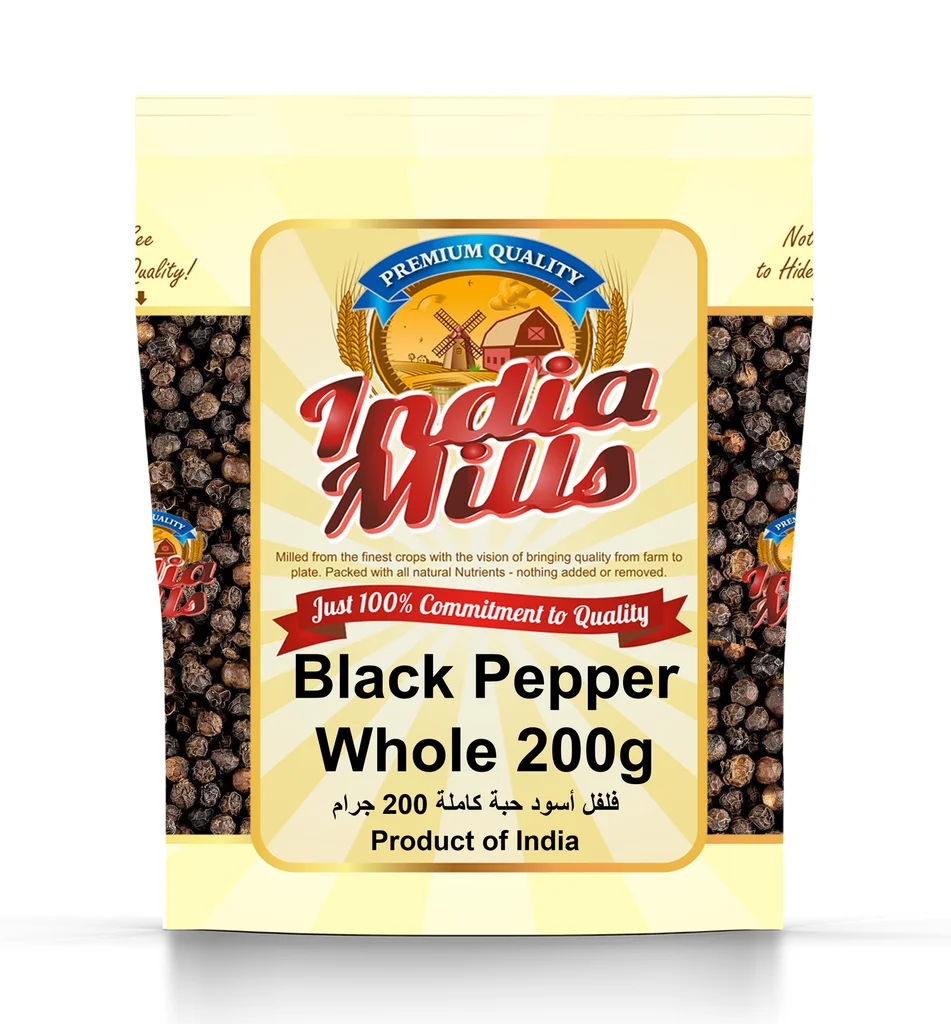 INDIA MILLS BLACK PEPPER WHOLE (24X200GM)