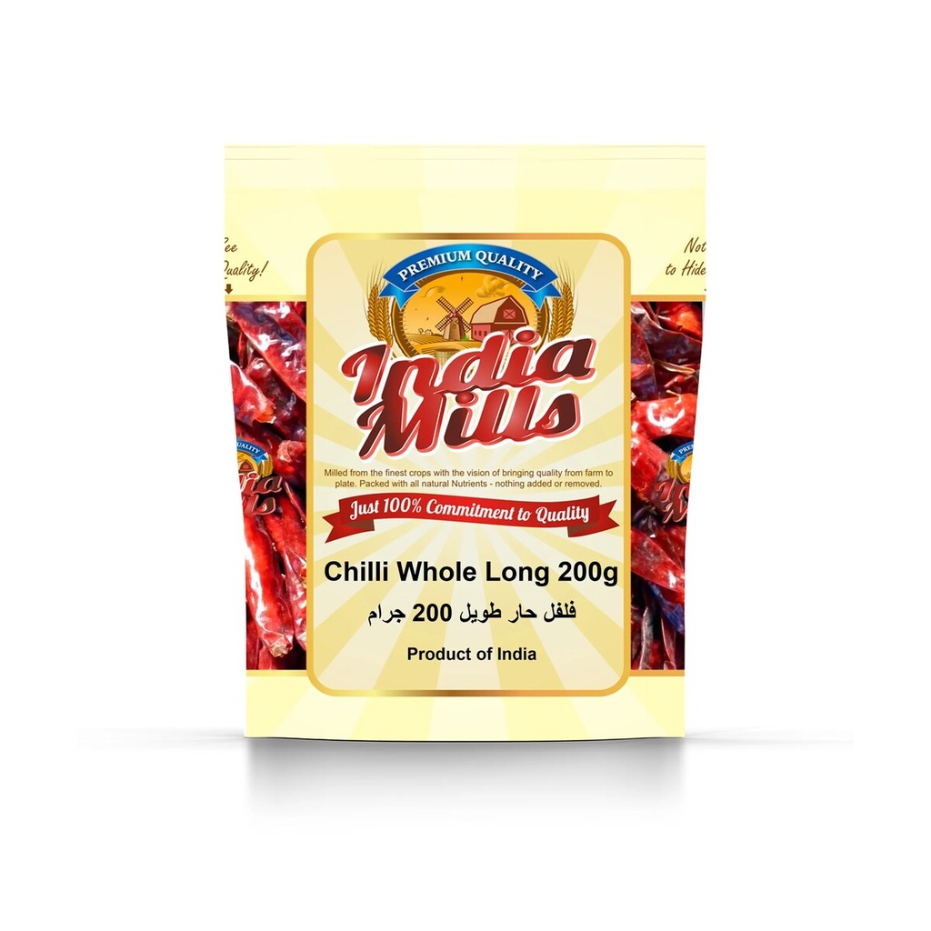 INDIA MILLS CHILLI WHOLE LONG (24x200g)