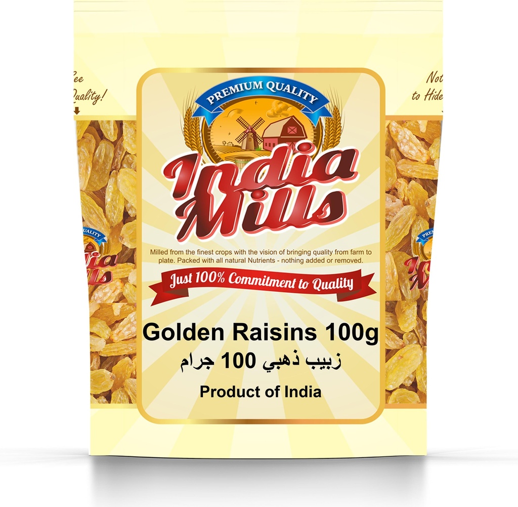 INDIA MILLS GOLDEN RAISINS (KISMISH) (24X100GM)