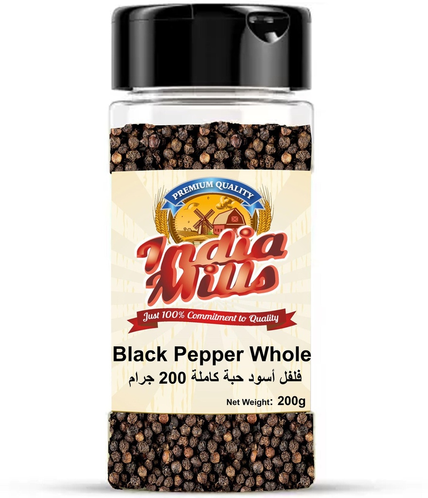INDIA MILLS JAR BLACK PEPPER WHOLE(24x200g)