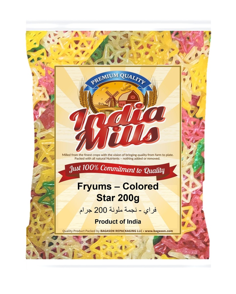 India Mills Fryums – Colored star 200g