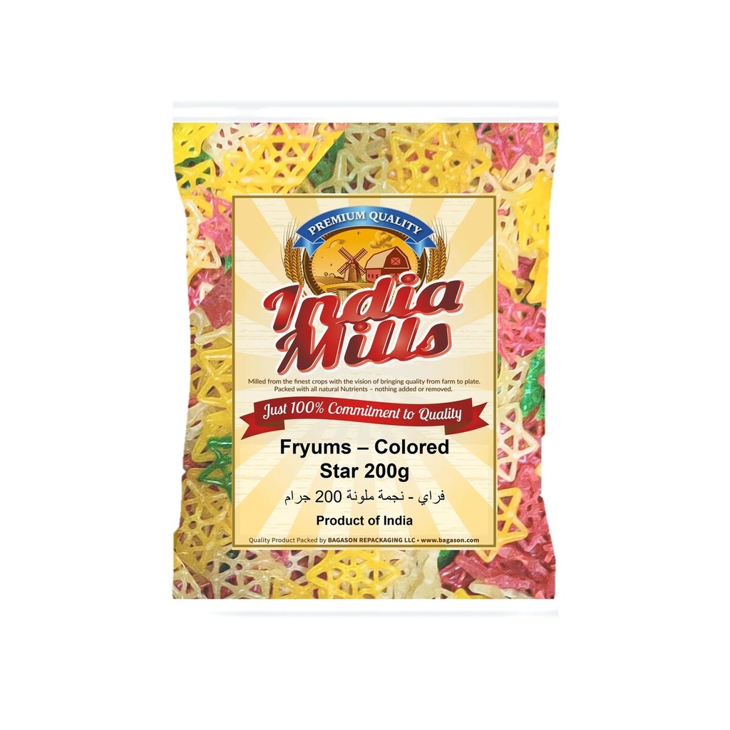 India Mills Fryums – Colored star 200g