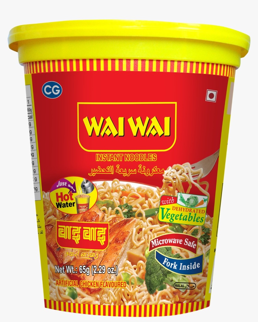 Wai Wai Cup Noodles Chicken Flavor(24x65Gm)