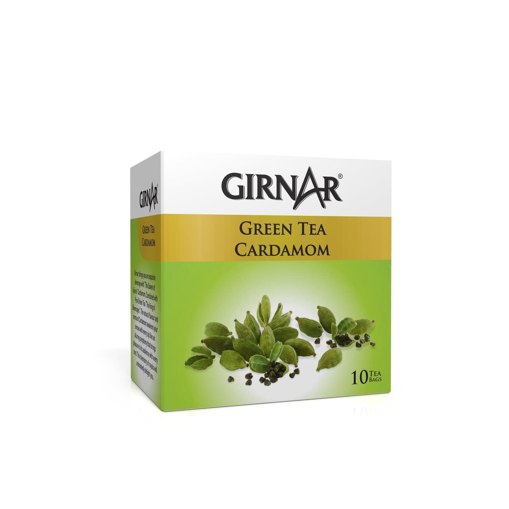 Girnar Green Tea Cardamom (10 TeaBags)(12x12g)