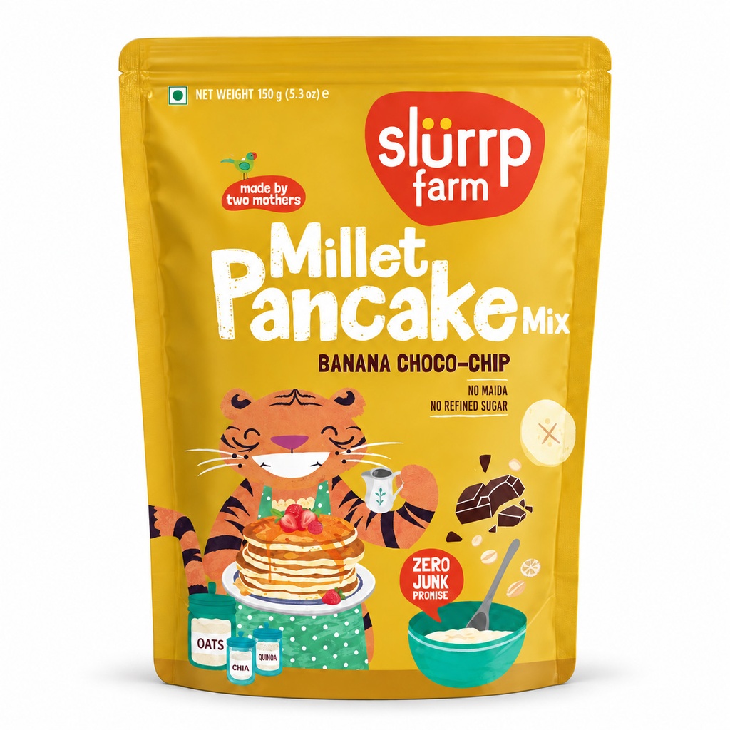 Slurrp Farms Millet Pancake Mix: Banana Choco-chip (40x150 gms)