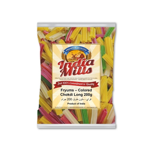 [IM-175] India Mills Fryums – Colored Chokdi long 200g