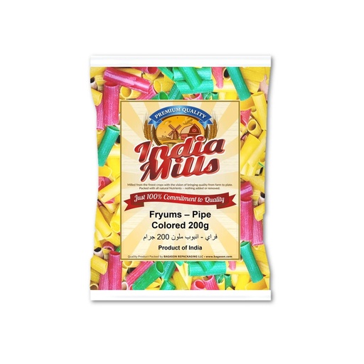 [IM-178] India Mills Fryums – Colored Pipe Long 200g