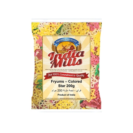 [IM-177] India Mills Fryums – Colored star 200g