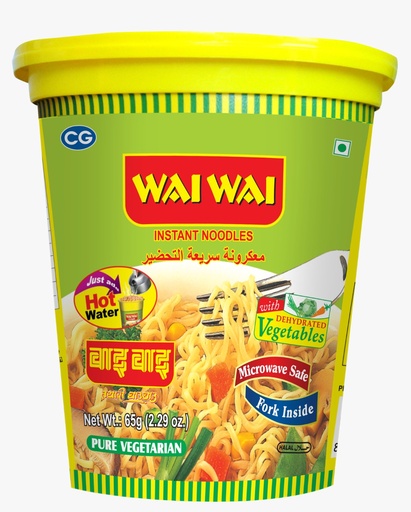 [WW-1] Wai Wai Cup Veg Flavor Noodles(24x65Gm)