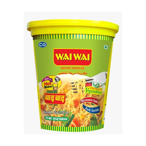 [WW-1] Wai Wai Cup Veg Flavor Noodles(24x65Gm)