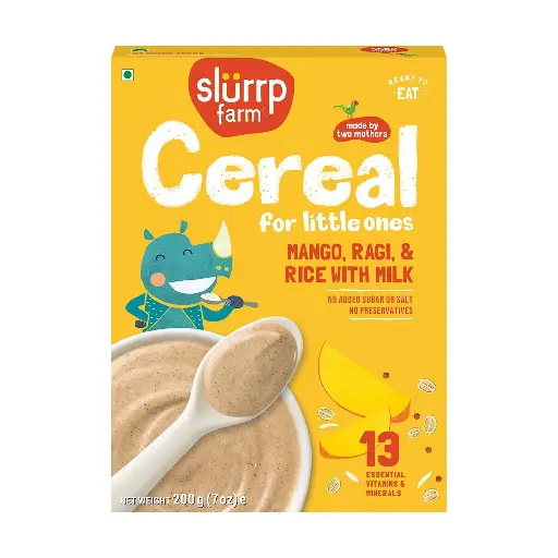 [SLF-03] Slurrp Farms Cereal: Ragi, Rice & Mango with Milk (20x200 gms)
