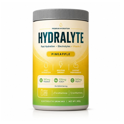 [HYD-038] Hydralyte Vitamin+Electrolyte Jar Pineapple(12x200 GMS)
